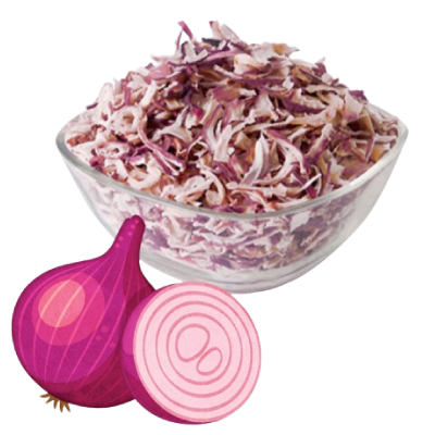 Pink onion flakes